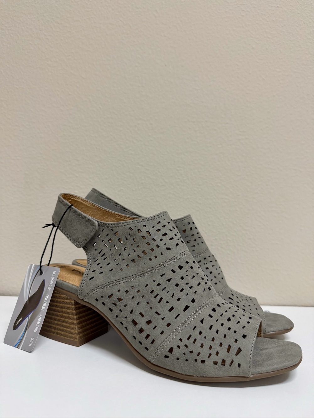 Sonoma Gray Perforated Open-Toe Aussie Ankle Boots Size 9.5